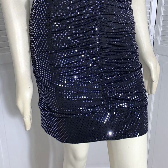 Vintage Taboo Black Stretchy Halter Sequin Dress Size Medium - Picture 6 of 14